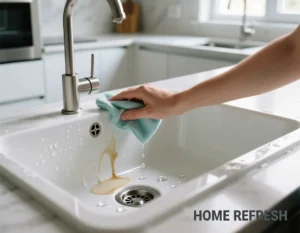 nettoyer un évier en résine - home refresh