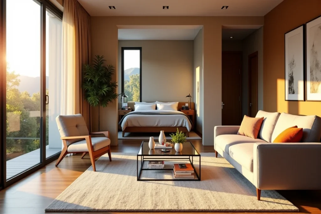 Tapis beige : le secret d'une transition fluide du salon à la chambre